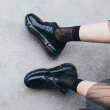 画像10:  women's leather  platform casual British single shoes ins tide slip-on sneakers shoes  　プラットフォームレザーエナメルレースアップ　厚底スニーカー　 スリッポン (10)