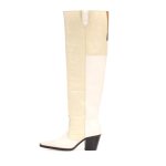 画像5:  women's  crocodile pattern small square head over the knee fashion Knee high boots   本革 レザーニーハイ ロングブーツ　 (5)