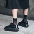 画像9:  women's leather  platform casual British single shoes ins tide slip-on sneakers shoes  　プラットフォームレザーエナメルレースアップ　厚底スニーカー　 スリッポン (9)
