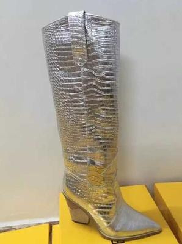 画像12:  women's high-heeled long tube show boots    レザーウエスタンスタイル ロングブーツ  (12)