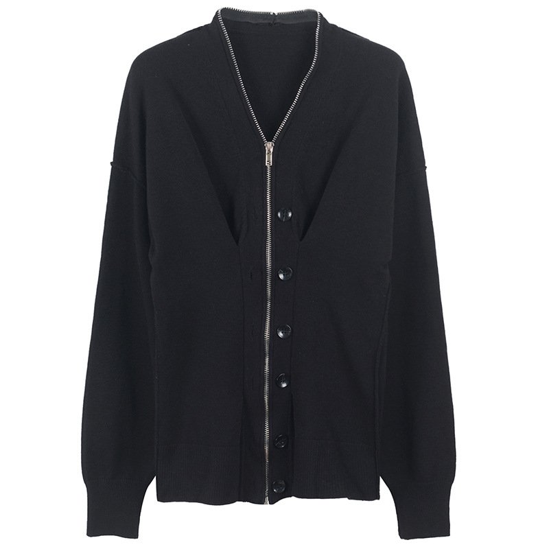 画像4: women's  wool cashmere king waist zipper sweater cardigan long sleeve coat sweaterknit  ウエストジッパーセーターカーディガン長袖コートセーターニット  (4)