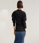 画像3: women's  Nordic retro style texture fabric elastic folds slim   long sleeve shirt 　レトロスタイルテクスチャ生地スリムブラウス　カーディガン　 (3)