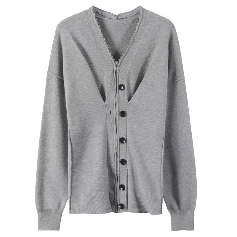 画像3: women's  wool cashmere king waist zipper sweater cardigan long sleeve coat sweaterknit  ウエストジッパーセーターカーディガン長袖コートセーターニット  (3)