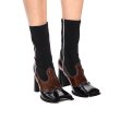 画像5:  women's  square high-heeled head single boots ankle boots  single boots  レザー&ストレッチハイヒールショートブーツ 　ブーティ (5)