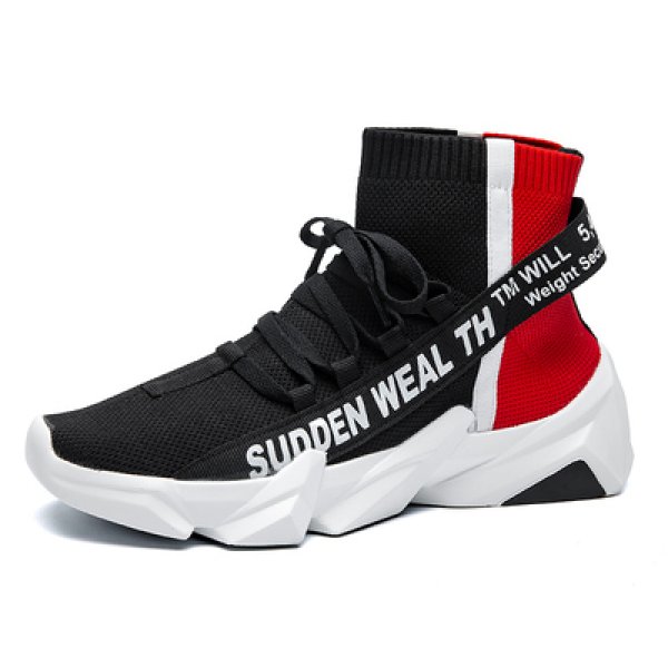 画像1:  Men's  high cut boots sneakers basketball shoes　ハイカットエラスティックニットブーツ　スニーカー シューズ (1)