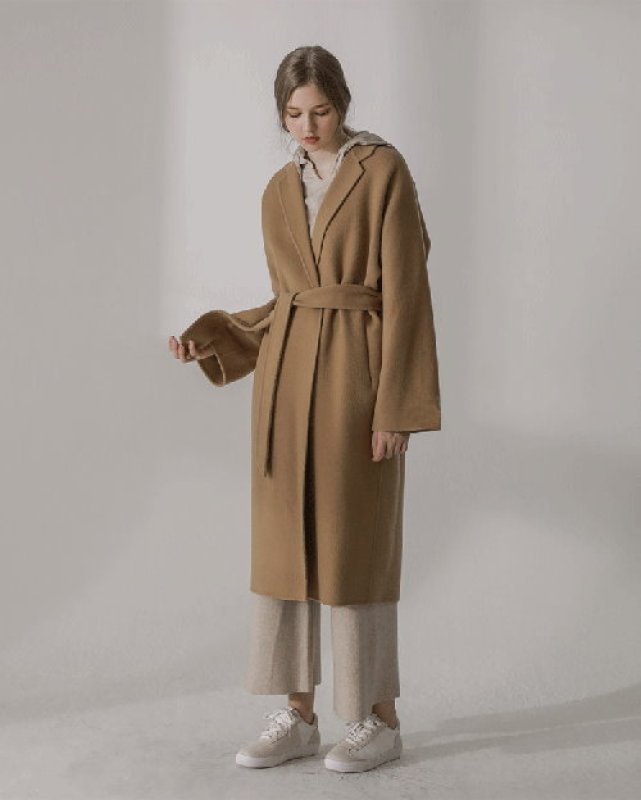 画像4: Women's  popular double-sided cashmere long coat Jacket  シンプルロングベルトウールヨーロピアンコート ジャケット (4)