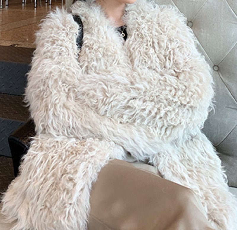 画像9: Women's loose lamb fur grass sheep coat  Jacket  シンプルシープスキンファーヨーロピアンオーバーサイズコート ジャケット (9)