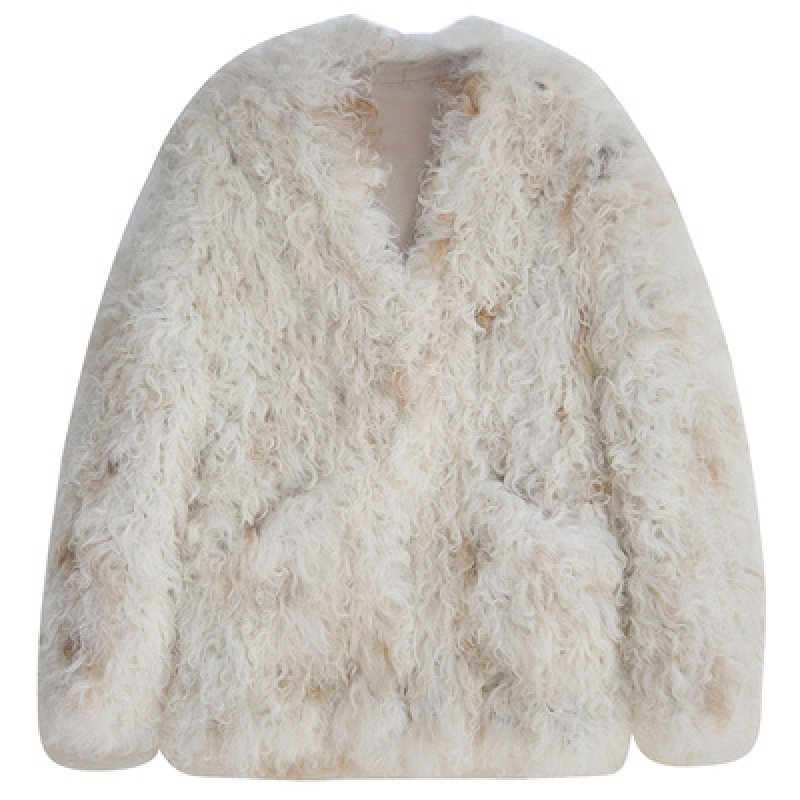 画像4: Women's loose lamb fur grass sheep coat  Jacket  シンプルシープスキンファーヨーロピアンオーバーサイズコート ジャケット (4)