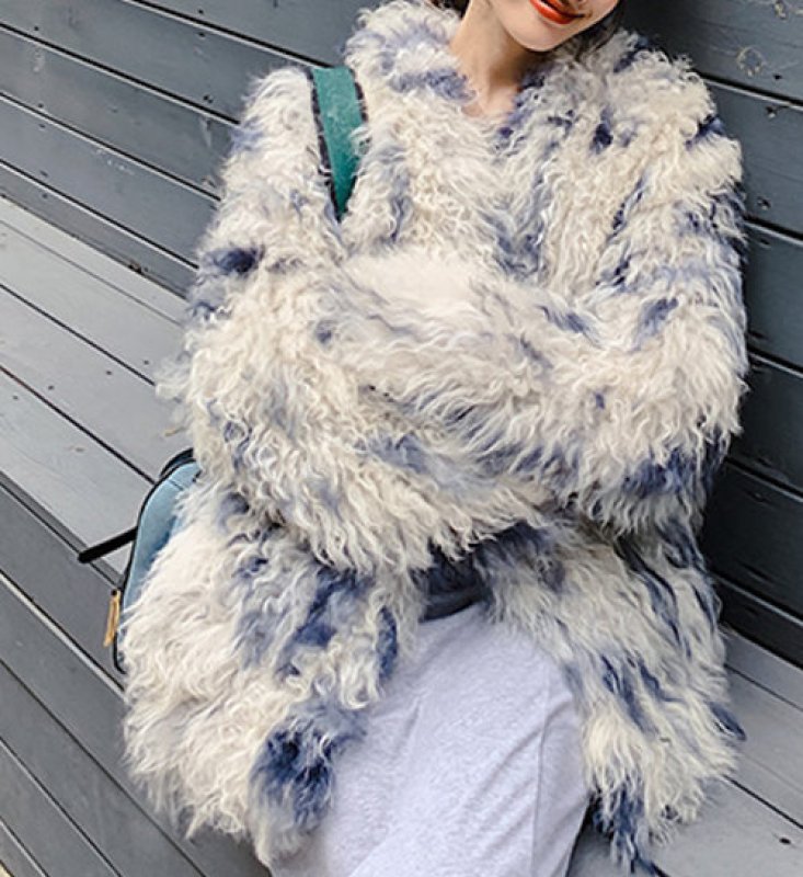 画像11: Women's loose lamb fur grass sheep coat  Jacket  シンプルシープスキンファーヨーロピアンオーバーサイズコート ジャケット (11)