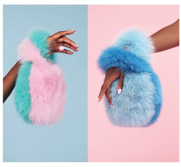 画像1: Womans fox fur tote bag real hair handkerchief fur bag  handbag フォックスファースモールモコモコトート ハンドバッグ (1)