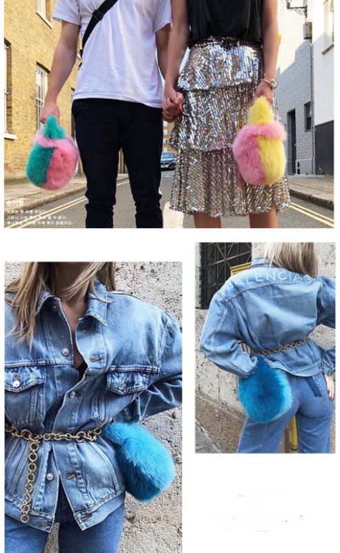 画像6: Womans fox fur tote bag real hair handkerchief fur bag  handbag フォックスファースモールモコモコトート ハンドバッグ (6)