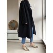 画像2: Women's wool leather buckle silhouette cloak cut double-sided  long coat Jacket　ウールレザーバックル_シルエットマントコート　ジャケット (2)
