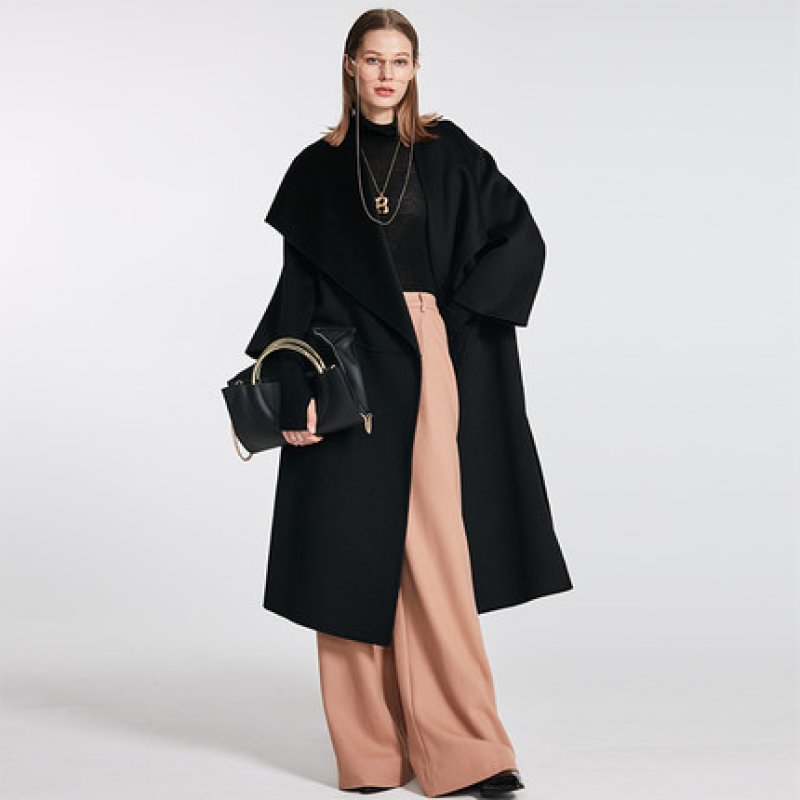 画像2: Women's  wool handmade double-sided cashmere coat long coat Jacket ウール&カシミアルーズシルエットコート ジャケット (2)