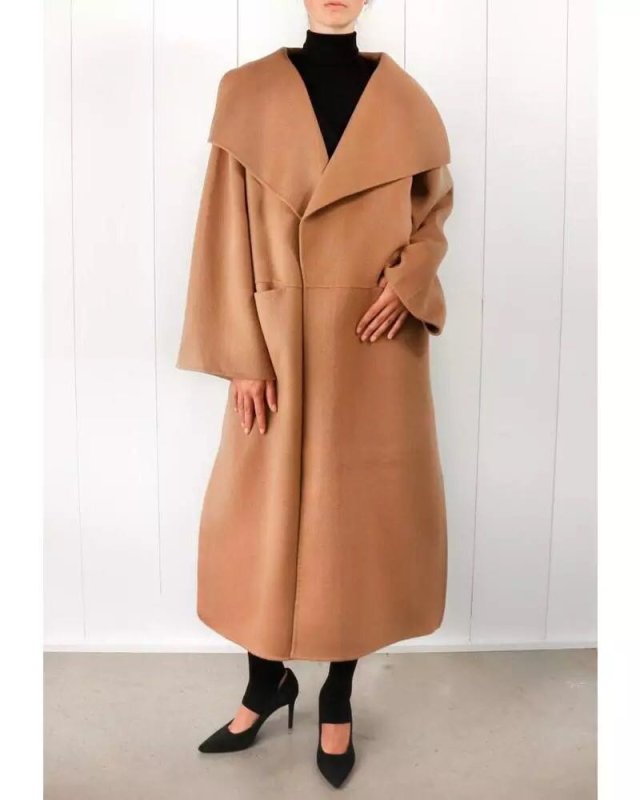 画像8: Women's  wool handmade double-sided cashmere coat long coat Jacket ウール&カシミアルーズシルエットコート ジャケット (8)