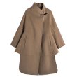 画像9: Women's wool leather buckle silhouette cloak cut double-sided  long coat Jacket　ウールレザーバックル_シルエットマントコート　ジャケット (9)
