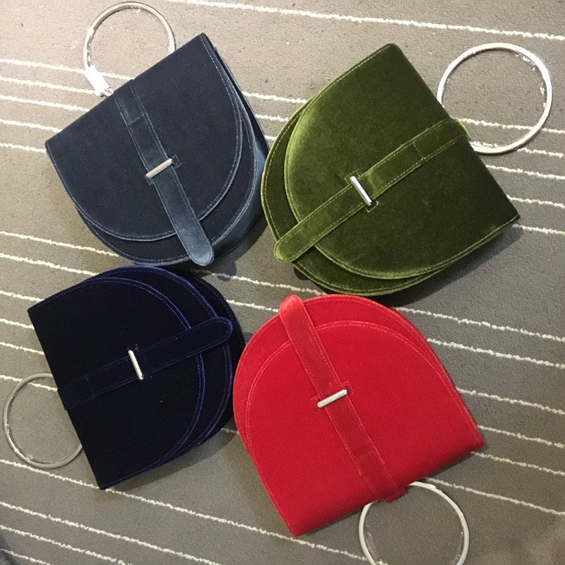 画像11:  woman’ velvet portable ring bag saddle small bag slung shoulder  handbag ベルベットポータブルリングバッグサドルスモールバッグットトートショルダー ハンドバッグ (11)