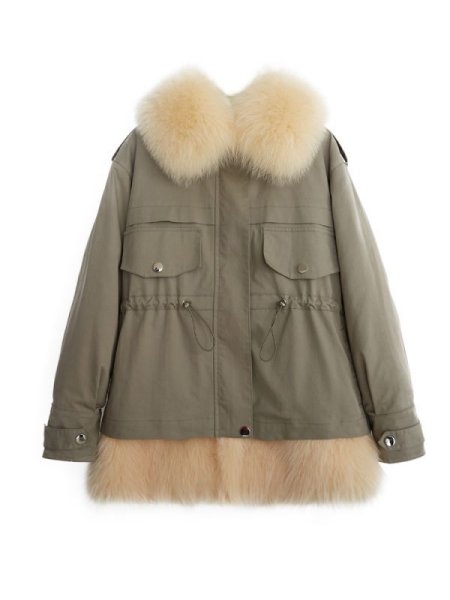 画像1: Women's Large fur fox fur collar warm card Removable tooling Pike Medium long fur coat   リアル フォックスファーオーバーサイズショートコート　ジャケット (1)