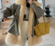 画像4: Women's Large fur fox fur collar warm card Removable tooling Pike Medium long fur coat   リアル フォックスファーオーバーサイズショートコート　ジャケット (4)