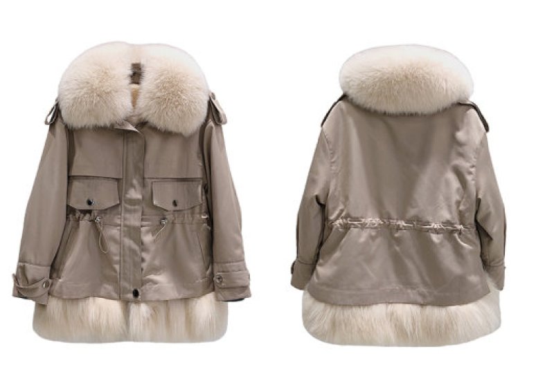 画像5: Women's Large fur fox fur collar warm card Removable tooling Pike Medium long fur coat   リアル フォックスファーオーバーサイズショートコート ジャケット (5)