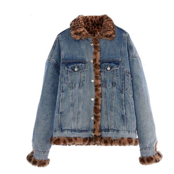 画像1: Women's Sheepskin Reversible Denim G Jean Jacket Jacket　シープスキンリバーシブルオーバーサイズデニムGジャン　コート　ジャケット (1)