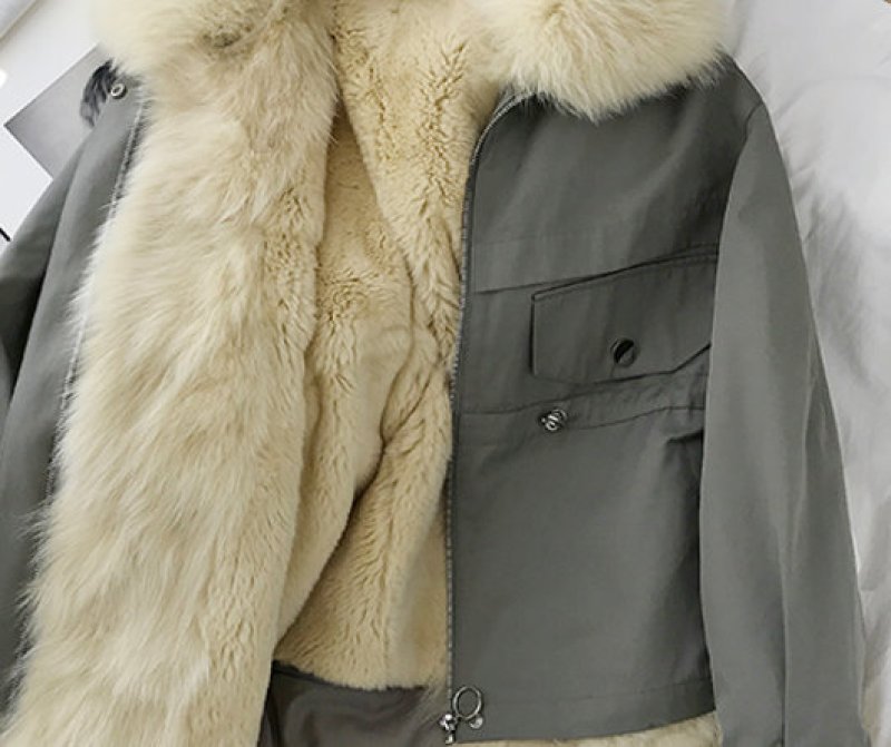 画像9: Women's Large fur fox fur collar warm card Removable tooling Pike Medium long fur coat   リアル フォックスファーオーバーサイズショートコート ジャケット (9)