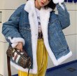 画像9: Women's Sheepskin Reversible Denim G Jean Jacket Jacket　シープスキンリバーシブルオーバーサイズデニムGジャン　コート　ジャケット (9)