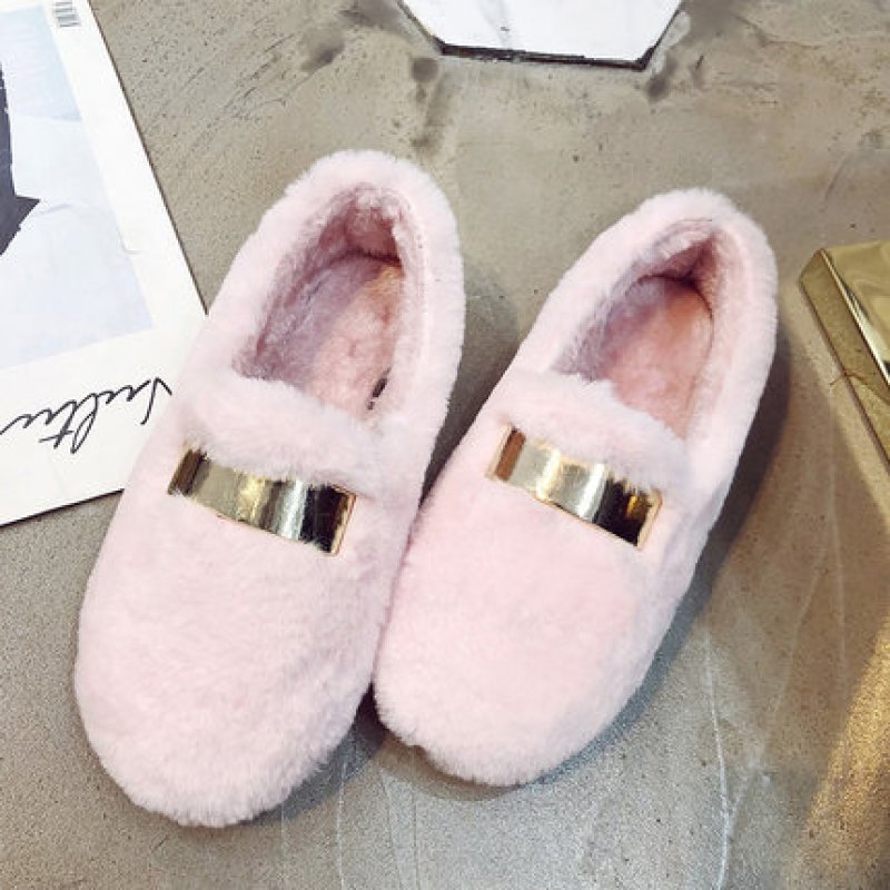 画像4: women's flat peas fur shoes  fur pumps shoes  フラットモコモコファーローファー　パンプス  (4)