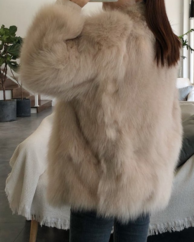 画像13: Women's  fox fur coat  real hair long section slim long-sleeved mink coat リアル フォックスファーオーバーサイズボリューミーコート ジャケット (13)