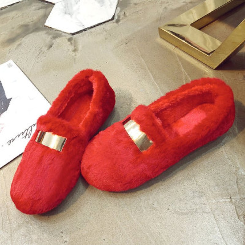 画像5: women's flat peas fur shoes  fur pumps shoes  フラットモコモコファーローファー　パンプス  (5)