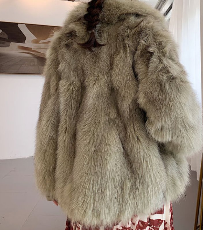 画像12: Women's  fox fur coat  real hair long section slim long-sleeved mink coat リアル フォックスファーオーバーサイズボリューミーコート ジャケット (12)