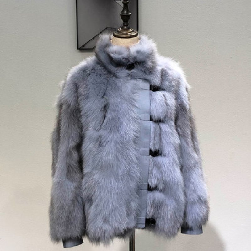 画像4: Women's  fox fur coat  real hair long section slim long-sleeved mink coat リアル フォックスファーオーバーサイズボリューミーコート ジャケット (4)