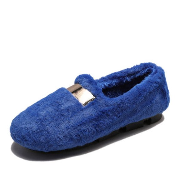 画像1: women's flat peas fur shoes  fur pumps shoes  フラットモコモコファーローファー　パンプス  (1)