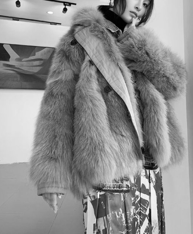 画像3: Women's  fox fur coat  real hair long section slim long-sleeved mink coat リアル フォックスファーオーバーサイズボリューミーコート ジャケット (3)