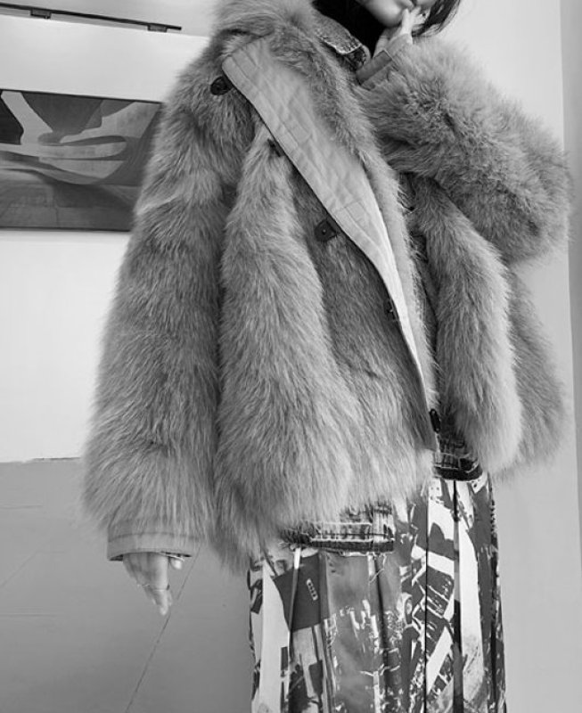 画像17: Women's  fox fur coat  real hair long section slim long-sleeved mink coat リアル フォックスファーオーバーサイズボリューミーコート ジャケット (17)