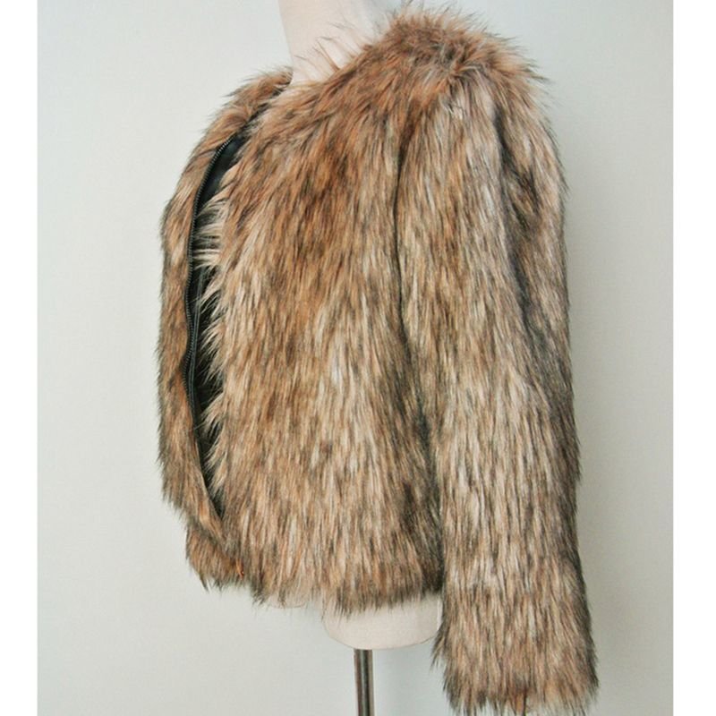画像4: Women's  fake fox fur   long-sleeved  coat  jacket  エコ フォックスファーハーフコート ジャケット プラス大きなサイズあり (4)
