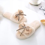 画像6: women's  flat bottom non-slip home slippers fur slippers Sandals　モコモコファー＆リボンフラットサンダル　パンプス　サンダル (6)