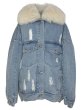 画像7: Women's  Damaged denim G Jean with fur coat  jacket  リアルフォックスファー付きダメージデニムGジャン　コート　ジャケット　 (7)