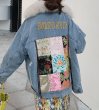 画像6: Women's  Damaged denim G Jean with fur coat  jacket  リアルフォックスファー付きダメージデニムGジャン　コート　ジャケット　 (6)