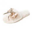 画像4: women's  flat bottom non-slip home slippers fur slippers Sandals　モコモコファー＆リボンフラットサンダル　パンプス　サンダル (4)