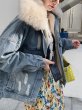 画像2: Women's  Damaged denim G Jean with fur coat  jacket  リアルフォックスファー付きダメージデニムGジャン　コート　ジャケット　 (2)