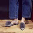 画像7: women's Baotou flat bottom  fur slippers Sandals　ファー付きフラットミュール　パンプス　サンダル (7)