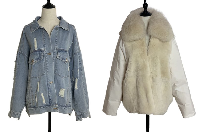 画像9: Women's  Damaged denim G Jean with fur coat  jacket  リアルフォックスファー付きダメージデニムGジャン　コート　ジャケット　 (9)