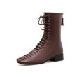 画像2:  women's British wind Martin boots leather flat bottom  boots レザーレースアップブリティッシュショートブーツ ブーティ  (2)