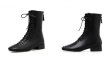 画像9:  women's British wind Martin boots leather flat bottom  boots レザーレースアップブリティッシュショートブーツ ブーティ  (9)