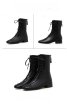 画像3:  women's British wind Martin boots leather flat bottom  boots レザーレースアップブリティッシュショートブーツ ブーティ  (3)