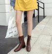 画像8:  women's British wind Martin boots leather flat bottom  boots レザーレースアップブリティッシュショートブーツ ブーティ  (8)