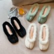 画像2: women's fur plush baotou half slippers pumps shoes  フラットファーサンダル　スリッパ バレーシューズ  (2)
