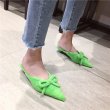 画像8: women's pointed suede bow  low heel stiletto fashion half slippers shoes ポインテットハーフ ローヒールハーフ パンプスシューズ 　ミュール (8)
