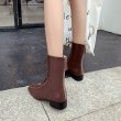 画像5:  women's British wind Martin boots leather flat bottom  boots レザーレースアップブリティッシュショートブーツ ブーティ  (5)