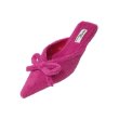 画像1: women's pointed suede bow  low heel stiletto fashion half slippers shoes ポインテットハーフ ローヒールハーフ パンプスシューズ 　ミュール (1)